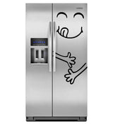 Funny Happy Face Refrigerator Decal - Fridge Door Smile Vinyl Sticker For Kitchen Decor - Decords