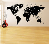 World Map Wall Decal - Large Vinyl Sticker Of The Giant Travel Globe For Bedroom Living Room Decor - Decords