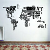 World Map Wall Decal - Large Vinyl Sticker Of The Giant Travel Globe For Bedroom Living Room Decor - Decords