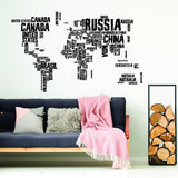 World Map Wall Decal - Large Vinyl Sticker Of The Giant Travel Globe For Bedroom Living Room Decor - Decords