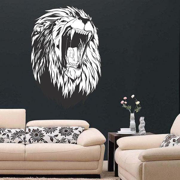 Lion Head Wall Decal Decor - Large Wild Lions Vinyl Sticker For Bedroom Living Room Decor - Decords