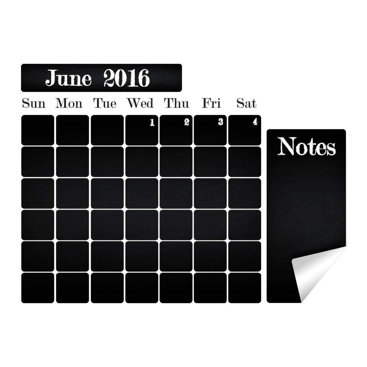 Chalkboard Wall Planner Blackboard Kitchen Sticker - Black Board Weekly Calendar Chalk Decal Monthly Week Day Meal Memo Menu Daily Organiser - Decords