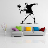 Banksy Flower Thrower Wall Decal - Street Art Graffiti Vinyl Decor Sticker - Decords