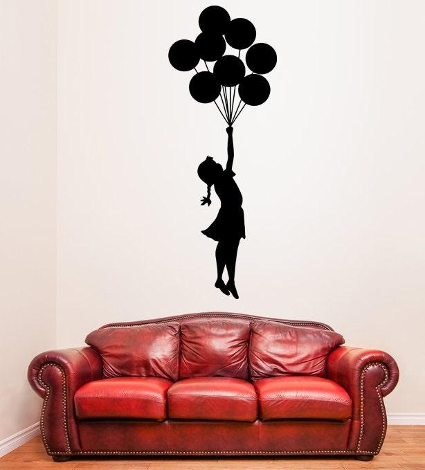 Banksy Girl With Balloons Wall Decal - Bansky Street Art Graffiti Air Ballon Vinyl Sticker For Wall - Decords