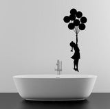 Banksy Girl With Balloons Wall Decal - Bansky Street Art Graffiti Air Ballon Vinyl Sticker For Wall - Decords