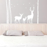 Deer & Moose Wildlife Wall Decal - Birch Tree Forest Vinyl Sticker, Perfect for Nursery and Kids Room - Decords