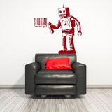 Banksy Barcode Robot Wall Vinyl Sticker - Street Art Graffiti Machine Decal - Decords