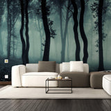 Foggy Forest Wallpaper Decal - Landscape Tree Wall Paper Mural Self Peel And Stick Sticker - Decords