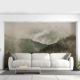 Foggy Forest Wallpaper Decal - Landscape Tree Wall Paper Mural Self Peel And Stick Sticker - Decords