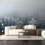 Foggy Forest Wallpaper Decal - Landscape Tree Wall Paper Mural Self Peel And Stick Sticker - Decords