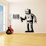 Banksy Barcode Robot Wall Vinyl Sticker - Street Art Graffiti Machine Decal - Decords