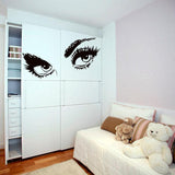 Woman Eyes Sticker Bedroom Wall Decor For Women - Female Eye Lash Beautiful Room Eyebrow Decal - Decords