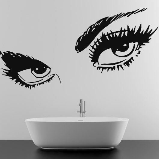 Woman Eyes Sticker Bedroom Wall Decor For Women - Female Eye Lash Beautiful Room Eyebrow Decal - Decords