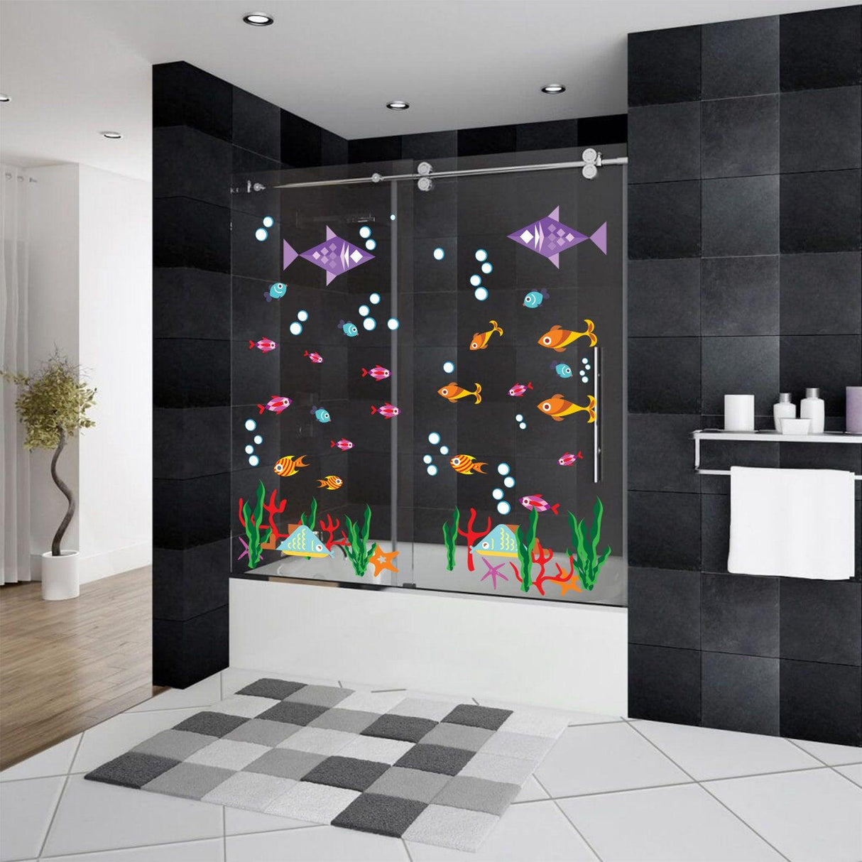 Bathroom Wall Decal - Ocean Animal Fish Decor Sticker - Decords