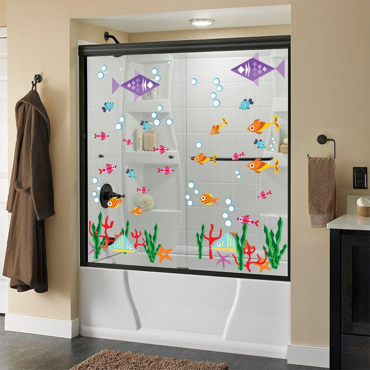 Bathroom Wall Decal - Ocean Animal Fish Decor Sticker - Decords