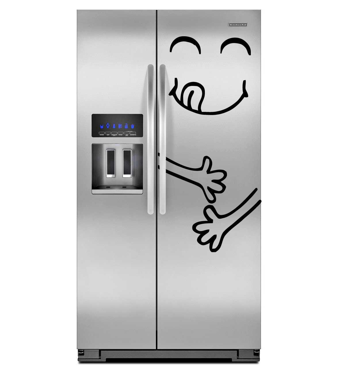 Funny Happy Face Refrigerator Decal - Fridge Door Smile Vinyl Sticker For Kitchen Decor - Decords