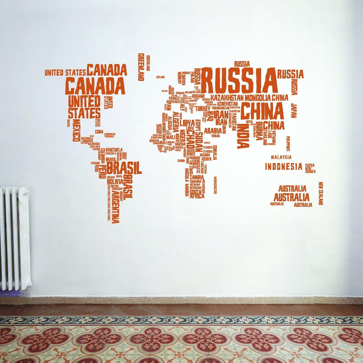 World Map Wall Decal - Large Vinyl Sticker Of The Giant Travel Globe For Bedroom Living Room Decor - Decords