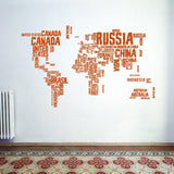 World Map Wall Decal - Large Vinyl Sticker Of The Giant Travel Globe For Bedroom Living Room Decor - Decords