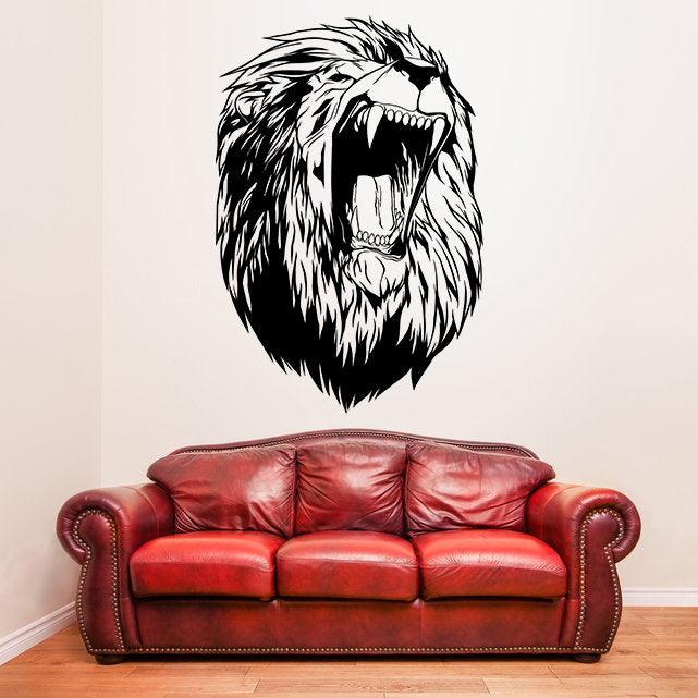 Lion Head Wall Decal Decor - Large Wild Lions Vinyl Sticker For Bedroom Living Room Decor - Decords