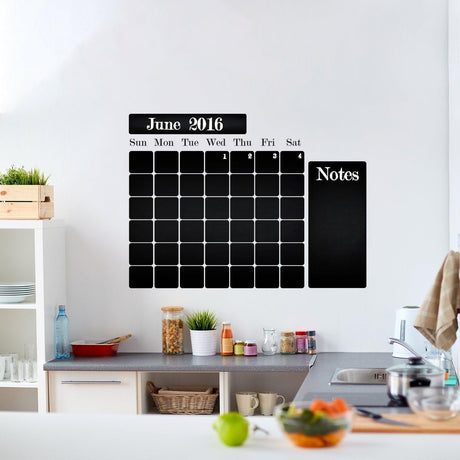 Chalkboard Wall Planner Blackboard Kitchen Sticker - Black Board Weekly Calendar Chalk Decal Monthly Week Day Meal Memo Menu Daily Organiser - Decords