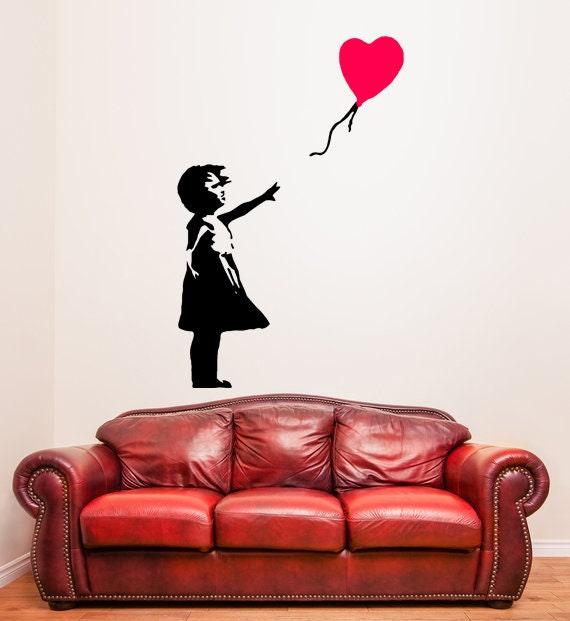 Banksy Girl With The Red Balloon Wall Decal - Bansky Street Art Graffiti Air Ballon Vinyl Sticker For Wall - Decords