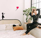 Banksy Girl With The Red Balloon Wall Decal - Bansky Street Art Graffiti Air Ballon Vinyl Sticker For Wall - Decords