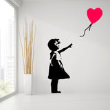 Banksy Girl With The Red Balloon Wall Decal - Bansky Street Art Graffiti Air Ballon Vinyl Sticker For Wall - Decords