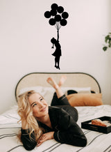 Banksy Girl With Balloons Wall Decal - Bansky Street Art Graffiti Air Ballon Vinyl Sticker For Wall - Decords