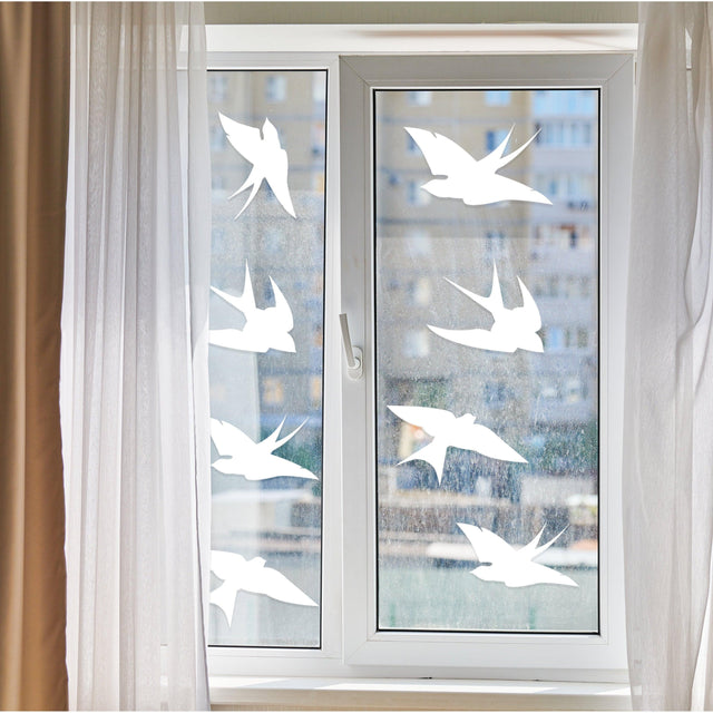 25x Window Decal Bird Strike Glass Anti Collision Cling Sticker - Deterrent Safety Anticollision Flying Prevent Frosted Protector Film - Decords