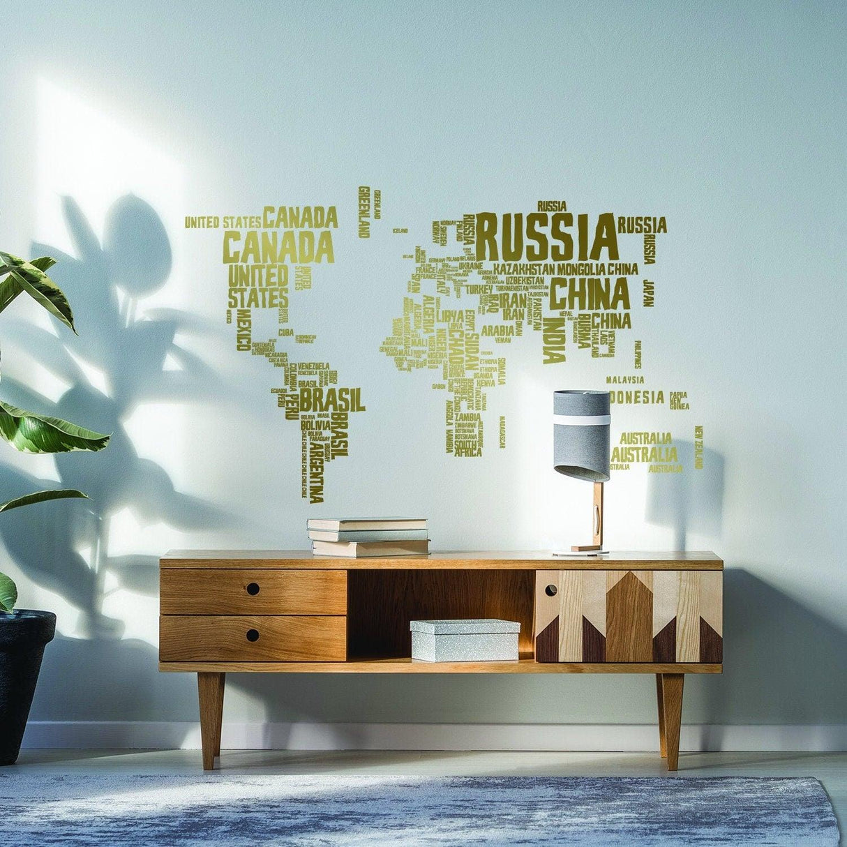 World Map Wall Decal - Large Vinyl Sticker Of The Giant Travel Globe For Bedroom Living Room Decor - Decords