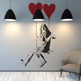 Banksy Girl With Heart Balloon Wall Sticker - Vinyl Baloon Hot Air Pop Art Decal - Decords