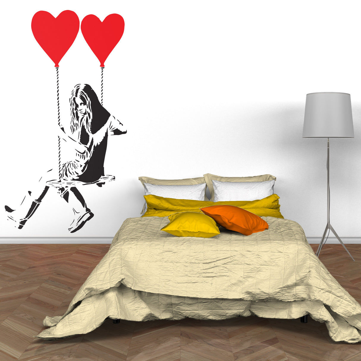 Banksy Girl With Heart Balloon Wall Sticker - Vinyl Baloon Hot Air Pop Art Decal - Decords