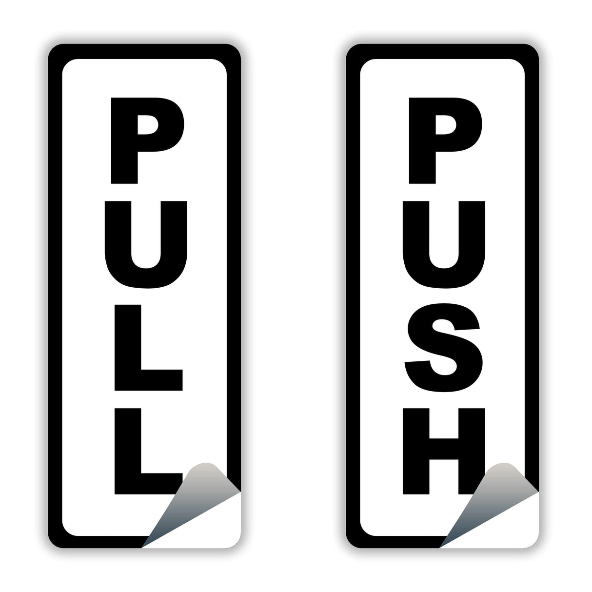 4x Push Pull Door Vertical Sticker Sign For To Open And Close - Waterproof Store Glass Vinyl Decal - Decords