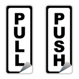 4x Push Pull Door Vertical Sticker Sign For To Open And Close - Waterproof Store Glass Vinyl Decal - Decords