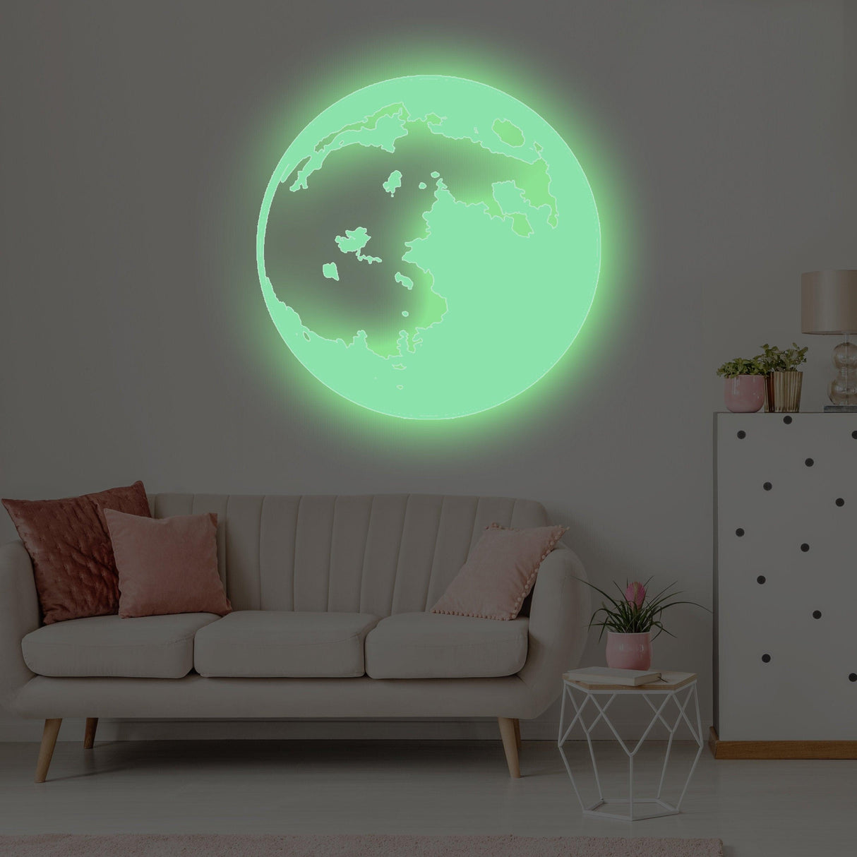 Glow In The Dark Moon Wall Sticker - Glowing Ceiling Decal For Kid Room Bedroom The Light Decor - Decords