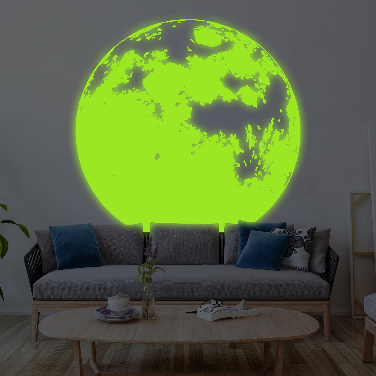 Glow In The Dark Moon Wall Sticker - Glowing Ceiling Decal For Kid Room Bedroom The Light Decor - Decords