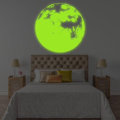 Glow In The Dark Moon Wall Sticker - Glowing Ceiling Decal For Kid Room Bedroom The Light Decor - Decords