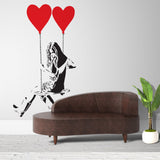 Banksy Girl With Heart Balloon Wall Sticker - Vinyl Baloon Hot Air Pop Art Decal - Decords