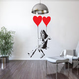 Banksy Girl With Heart Balloon Wall Sticker - Vinyl Baloon Hot Air Pop Art Decal - Decords