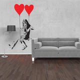 Banksy Girl With Heart Balloon Wall Sticker - Vinyl Baloon Hot Air Pop Art Decal - Decords