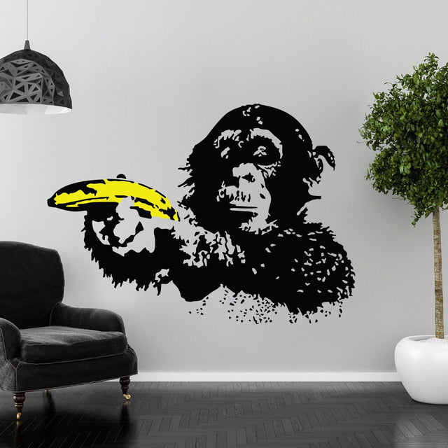 Banksy Monkey Wall Sticker - Bansky Art Vinyl Decal - Decords