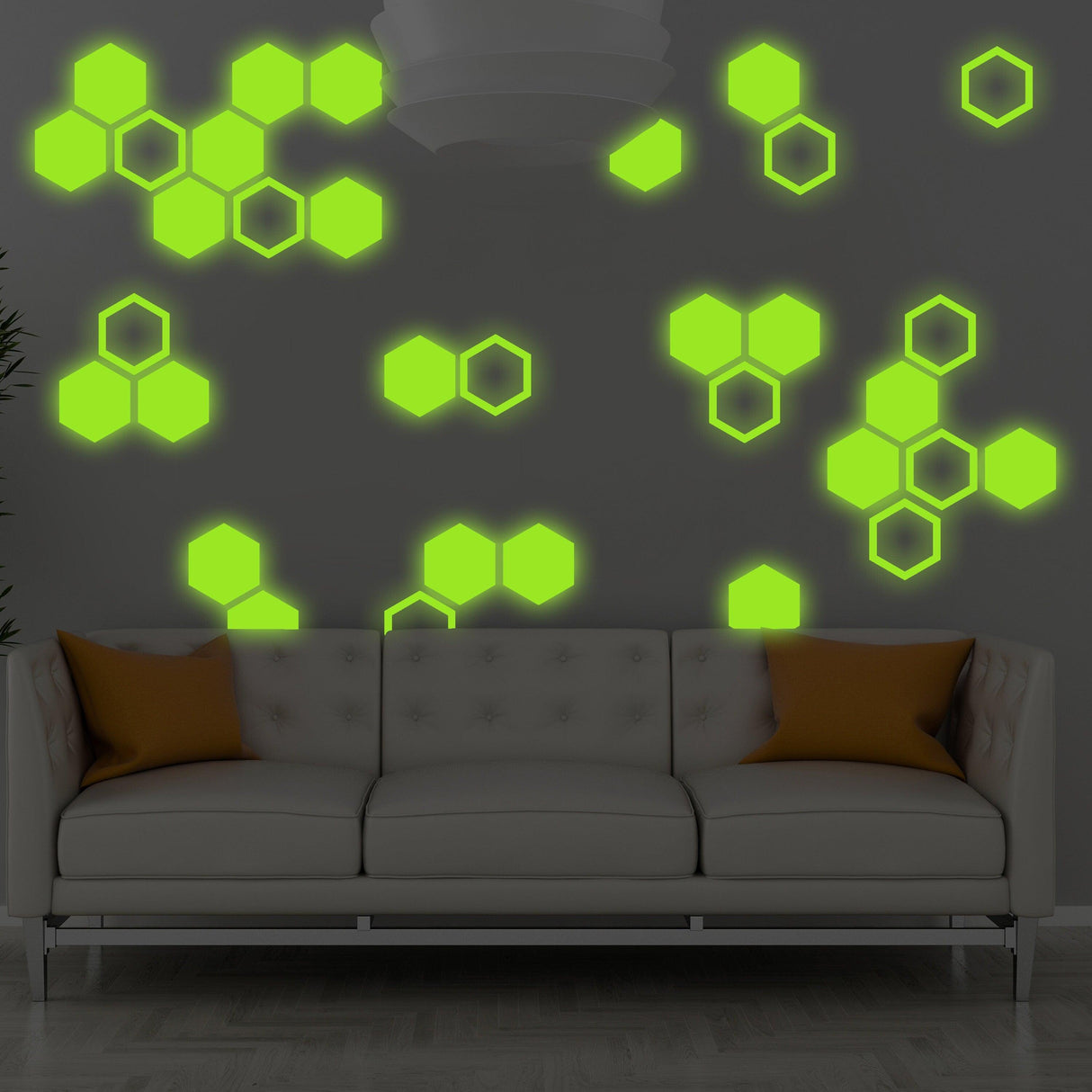 50x Glow In Dark Honeycomb Wall Decals Decor - Nigh Light Geometric Hexagon Stickers - Decords