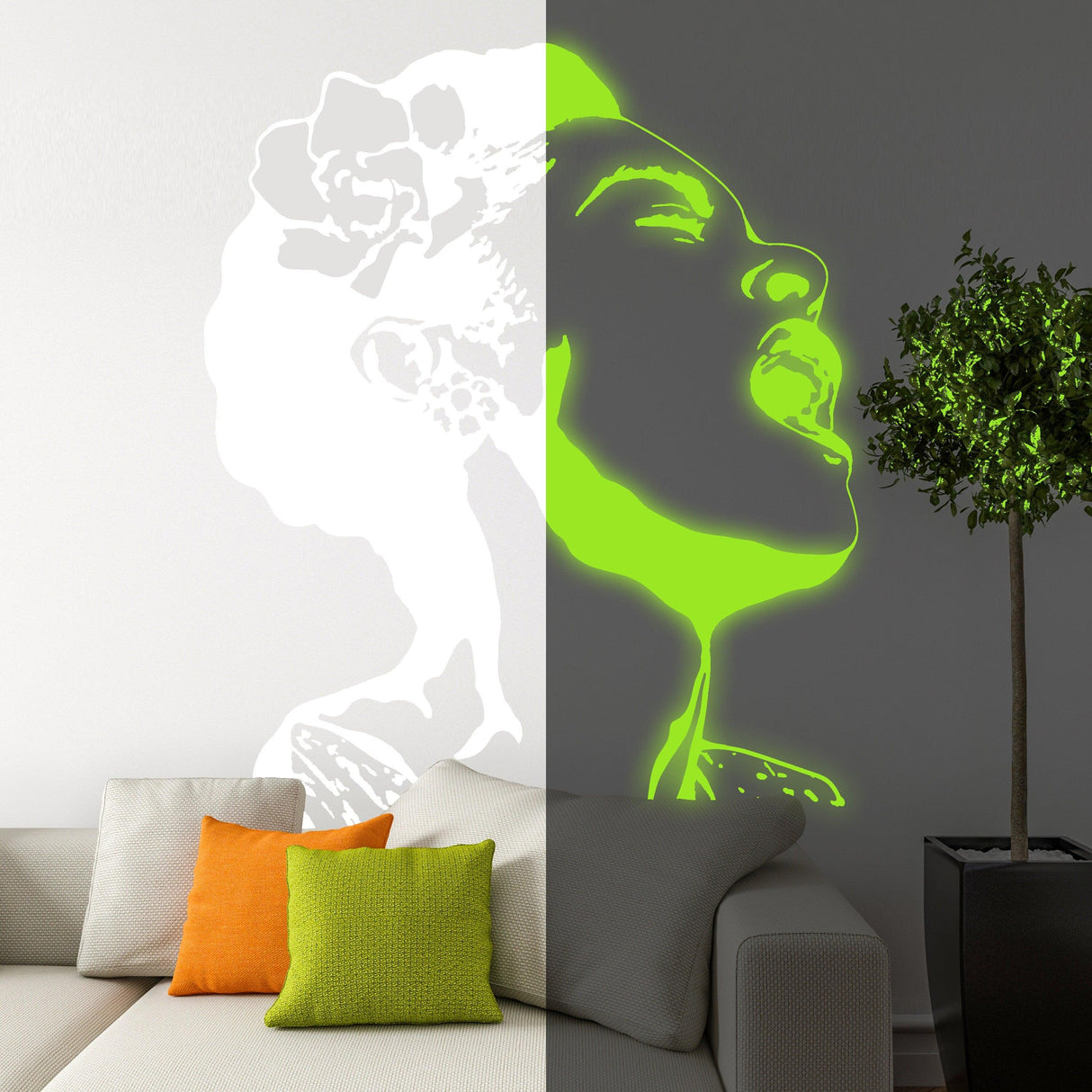 Glow In Dark Life Is Beautiful Banksy Street Art Wall Decal - Night Light Glowing Neon Singing Woman Sticker - Decords