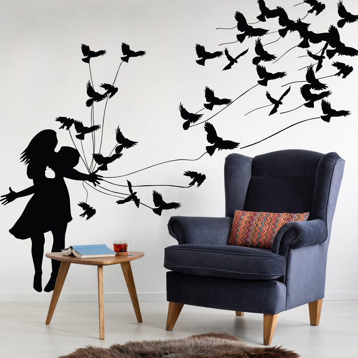 Kissing Wall Decal - Birds and Love Couple Wall Sticker - Decords