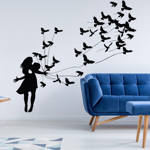 Kissing Wall Decal - Birds and Love Couple Wall Sticker - Decords