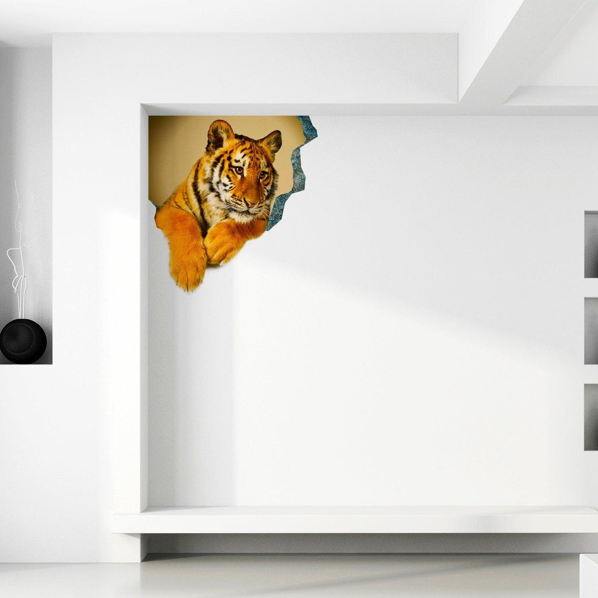 3d Tiger Sticker - Tiger Porthole Decoration Wall Decal For Bedroom - Decords