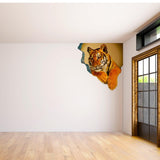 3d Tiger Sticker - Tiger Porthole Decoration Wall Decal For Bedroom - Decords