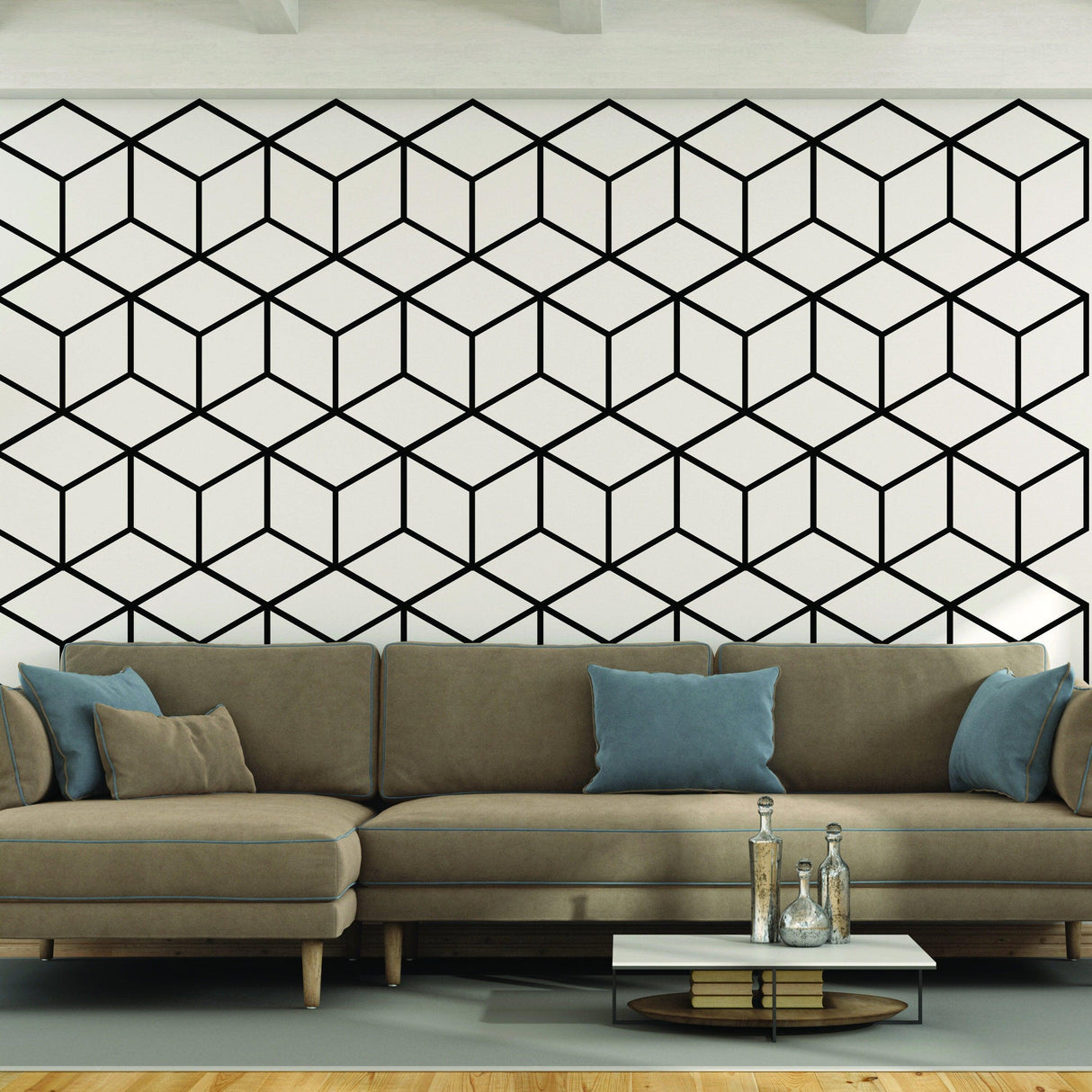 Geometric Wall Mural Decal - Hexagon Honeycomb Vinyl Bedroom Sticker - Decords