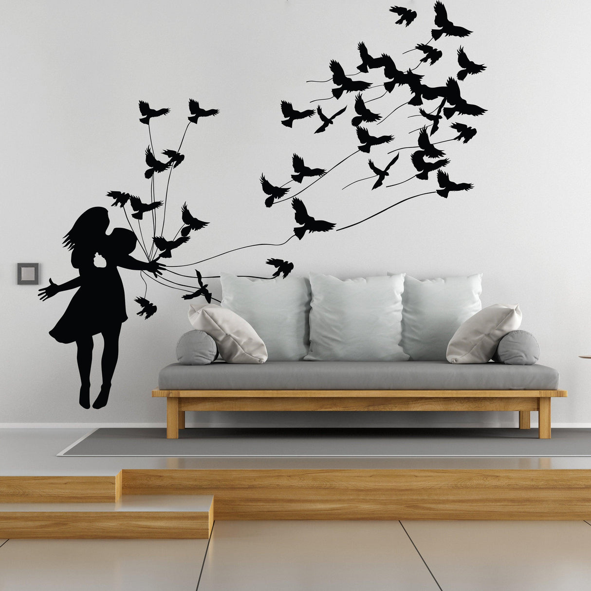 Kissing Wall Decal - Birds and Love Couple Wall Sticker - Decords