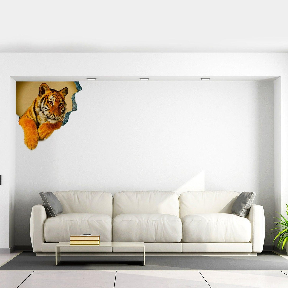 3d Tiger Sticker - Tiger Porthole Decoration Wall Decal For Bedroom - Decords